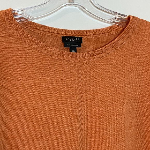 Talbot Women Pure Merino Wool Soft Orange Sweater Petite US M - Picture 5 of 14